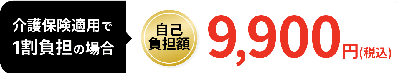介護保険適用で１割負担の場合、自己負担額9,900円（税込み）